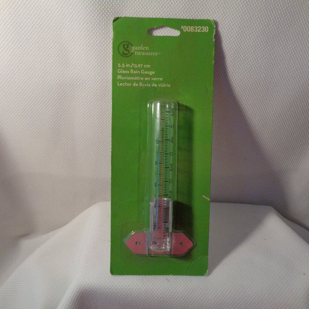 glass rain gauge for up to 5" rain  NIP